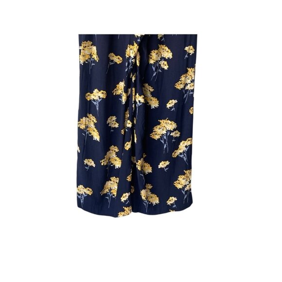 Loft Womens Wide Leg Floral Pants M Navy Drawstring Beach Boho Vacay Resort - Picture 8 of 11